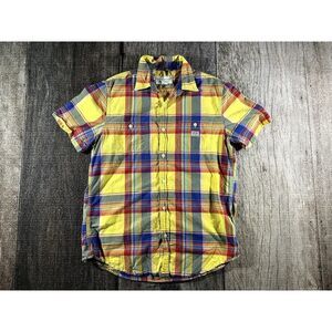 Denim & Supply Ralph Lauren Short Sleeve Shirt Mens Large Yellow Plaid Preppy